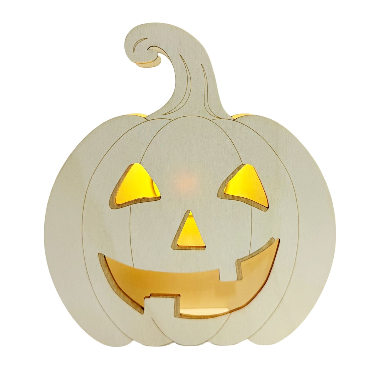 7" Grinning Jack-o'-Lantern DIY LED Wood Décor by Make Market®